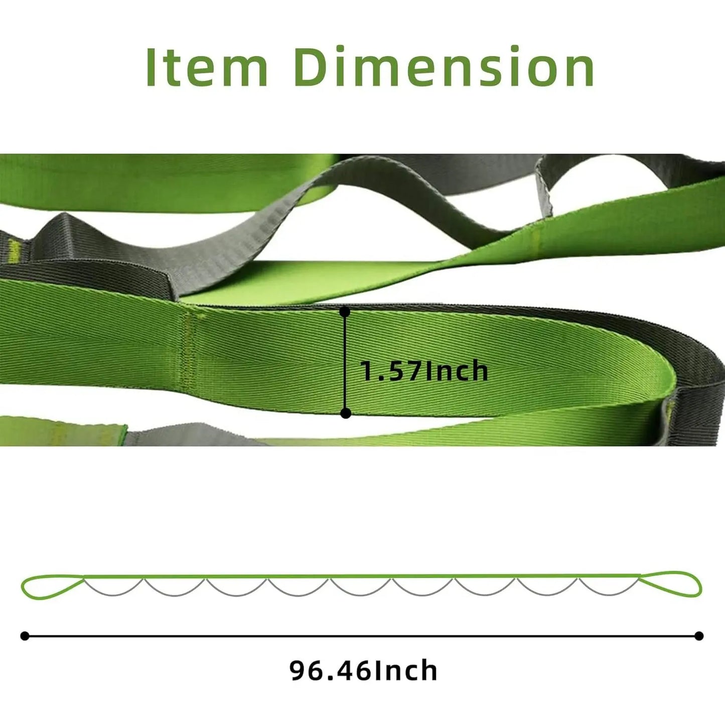 Yoga Straps Stretching Strap with 12 Loops Workout Poster, Straps for Stretching Physical Equipment Long Stretch Out Bands for Exercise, Pilates and Gymnastics for Women Men