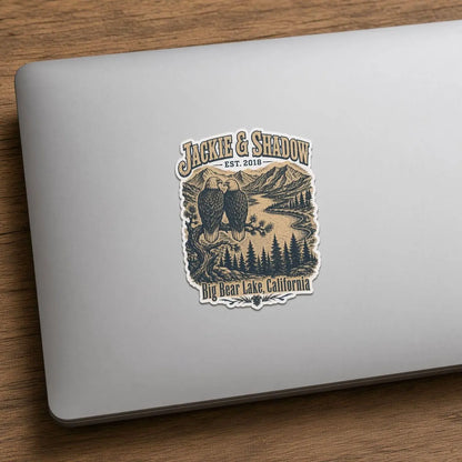 Jackie and Shadow Eagle Sticker, Big Bear Lake California Bald Eagle Sticker