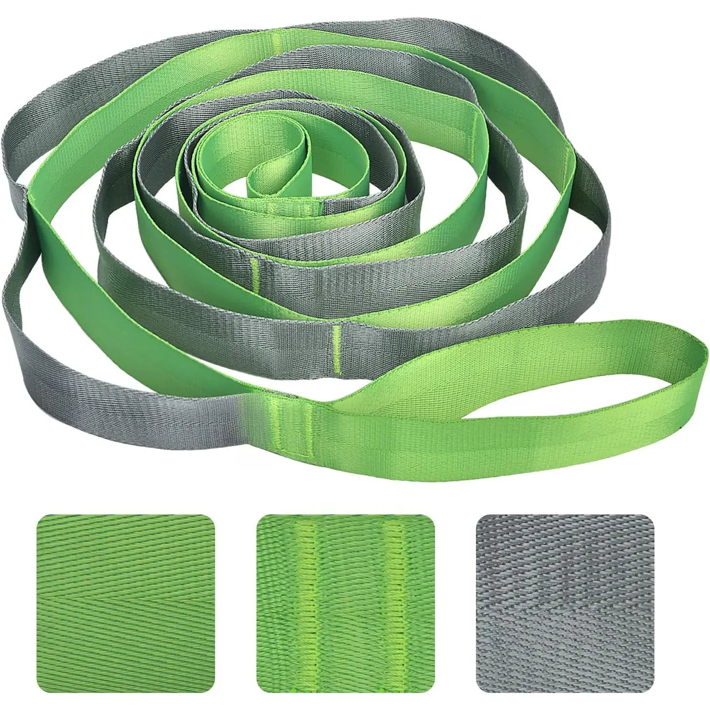 Yoga Straps Stretching Strap with 12 Loops Workout Poster, Straps for Stretching Physical Equipment Long Stretch Out Bands for Exercise, Pilates and Gymnastics for Women Men