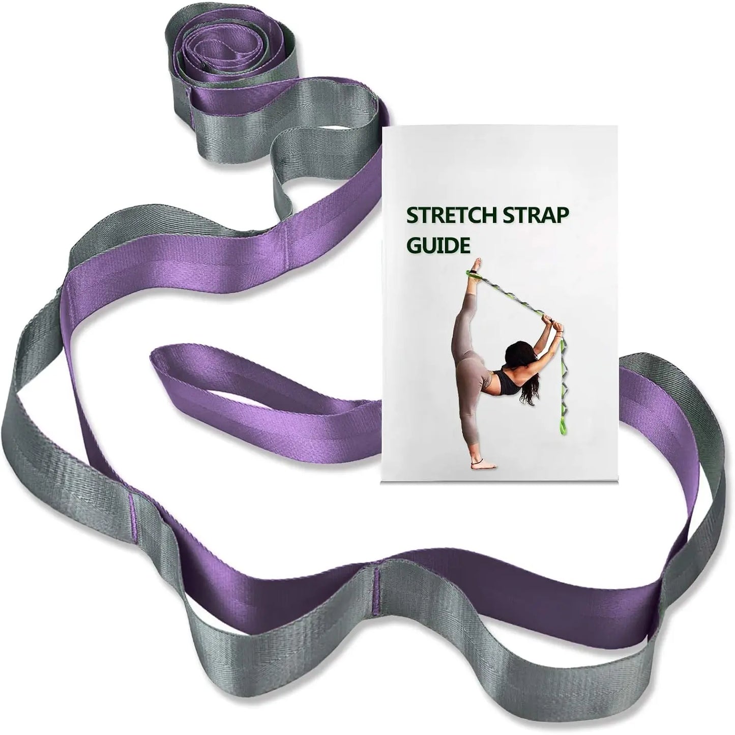 Yoga Straps Stretching Strap with 12 Loops Workout Poster, Straps for Stretching Physical Equipment Long Stretch Out Bands for Exercise, Pilates and Gymnastics for Women Men