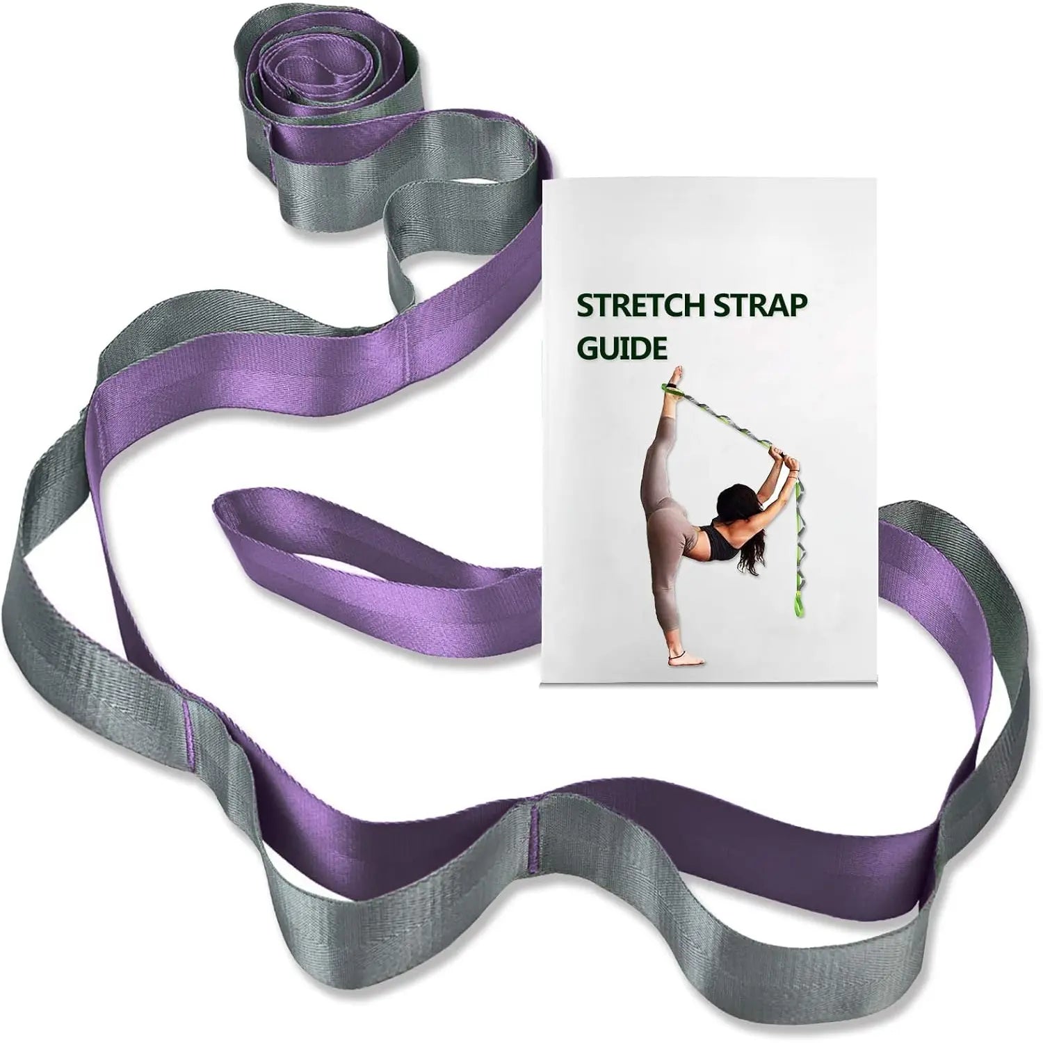 Yoga Straps Stretching Strap with 12 Loops Workout Poster, Straps for Stretching Physical Equipment Long Stretch Out Bands for Exercise, Pilates and Gymnastics for Women Men