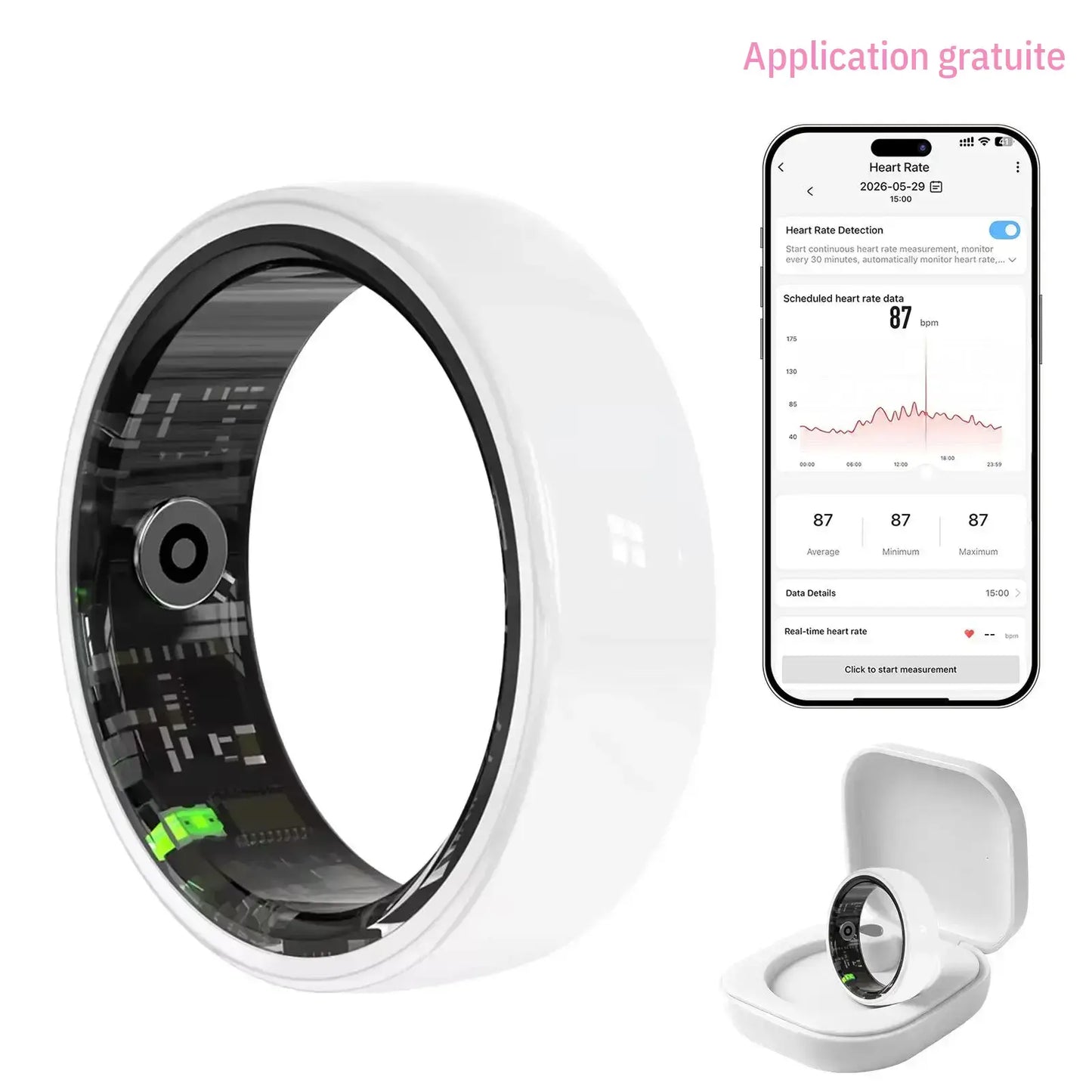 Pink Ceramic Smart Ring for Women – AI Health & Fitness Tracker, Sleep, Heart Rate, Blood Oxygen, Stress & Cycle Tracking, IP68 Waterproof, No Subscription, Ios & Android