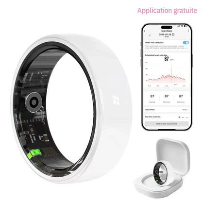 Pink Ceramic Smart Ring for Women – AI Health & Fitness Tracker, Sleep, Heart Rate, Blood Oxygen, Stress & Cycle Tracking, IP68 Waterproof, No Subscription, Ios & Android