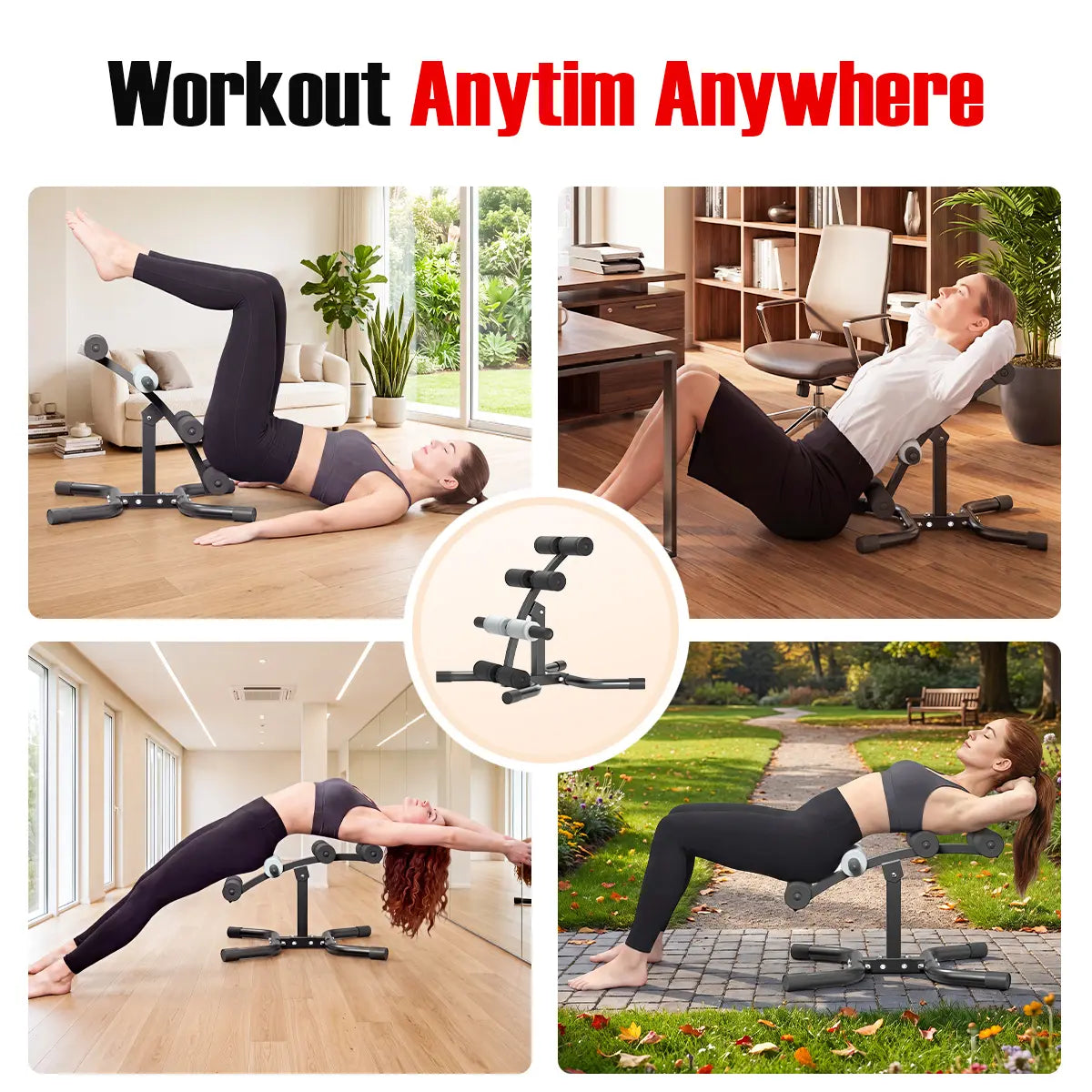 RELIFE Mini Inversion Table - Compact Steel Frame Fitness Equipment, Unisex Abdominal Workout Gear for Home Gym, Back & Glute Trainer with Foam Rollers, 330 LBS Capacity Workout & Exercise Equipment