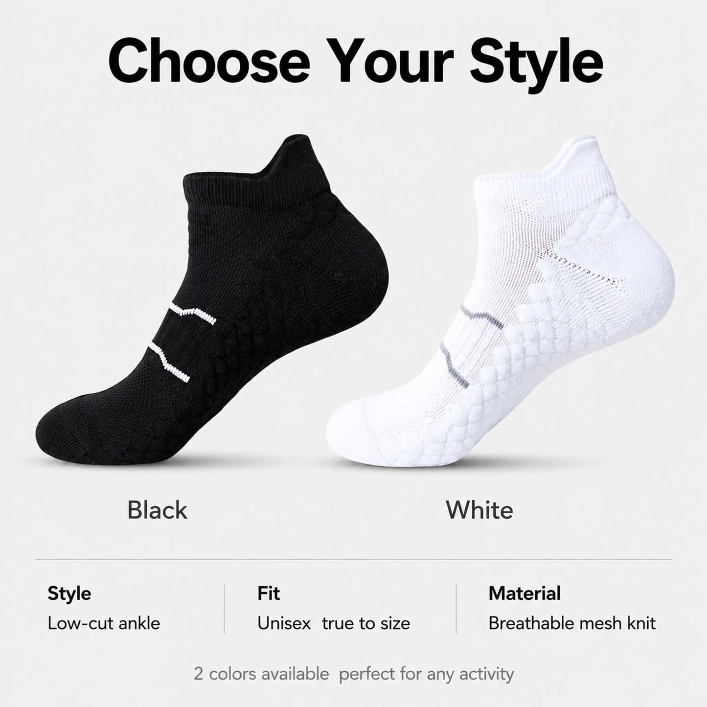 Namashape 24-Pair Pack Summer Low-Cut Basketball Socks (Unisex) – Breathable, Quick-Drying, Non-Slip, Shock-Absorbing; Features Anti-Chafe Heel Tab, Stay-Put Cuff, and Secure Heel Fit.
