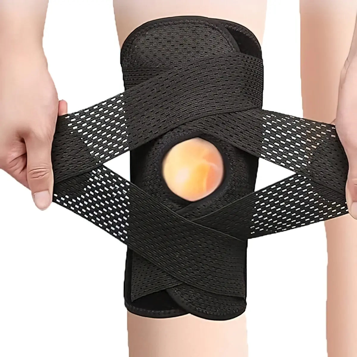 Open-Patella Knee Brace in a Breathable Polyester Blend with Dual Side Stabilizers and Mesh Ventilation for Injury Rehab and Multi-Sport Use, 2 Sponge Pads,Camping Essentials