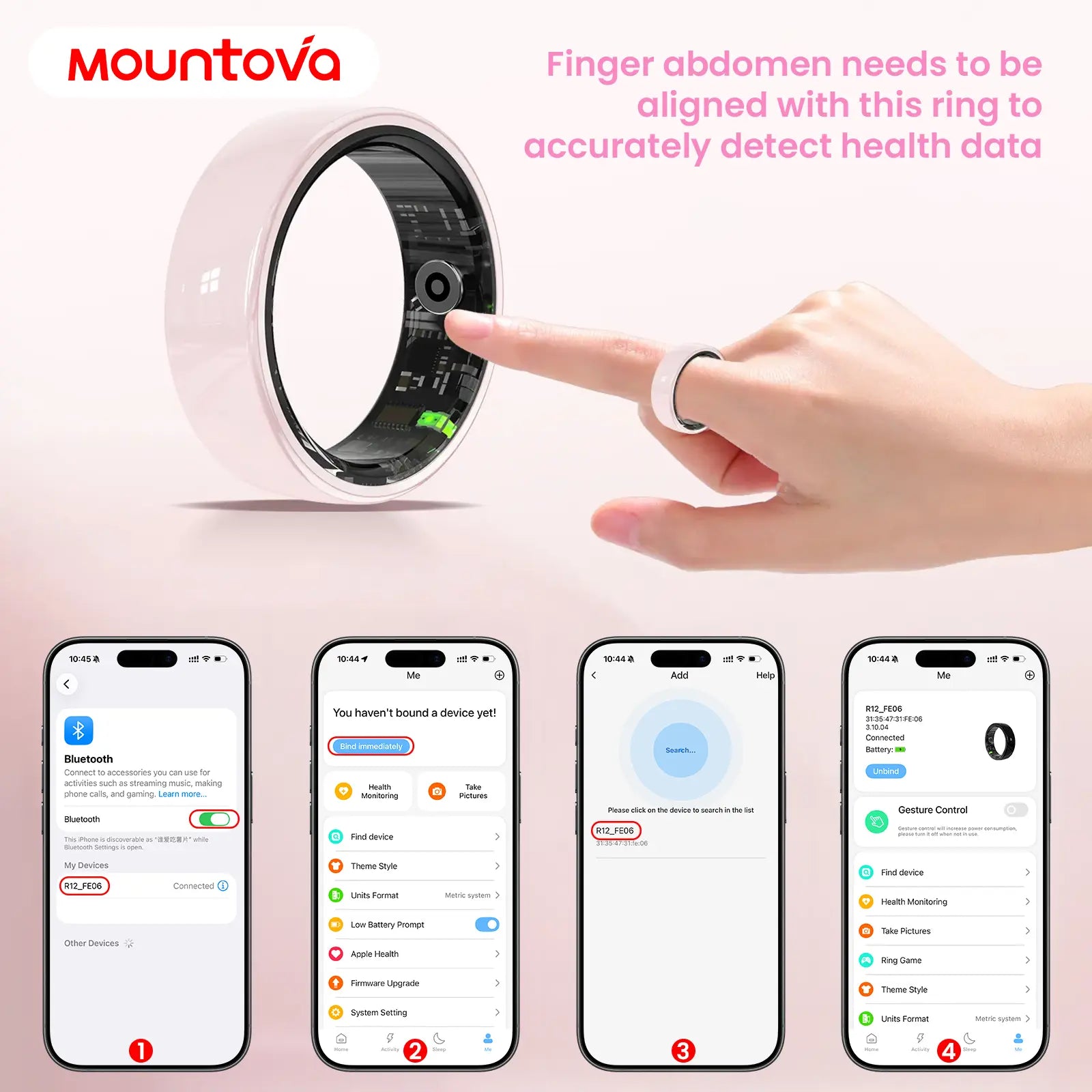 Pink Ceramic Smart Ring for Women – AI Health & Fitness Tracker, Sleep, Heart Rate, Blood Oxygen, Stress & Cycle Tracking, IP68 Waterproof, No Subscription, Ios & Android