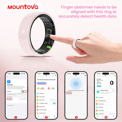 Pink Ceramic Smart Ring for Women – AI Health & Fitness Tracker, Sleep, Heart Rate, Blood Oxygen, Stress & Cycle Tracking, IP68 Waterproof, No Subscription, Ios & Android