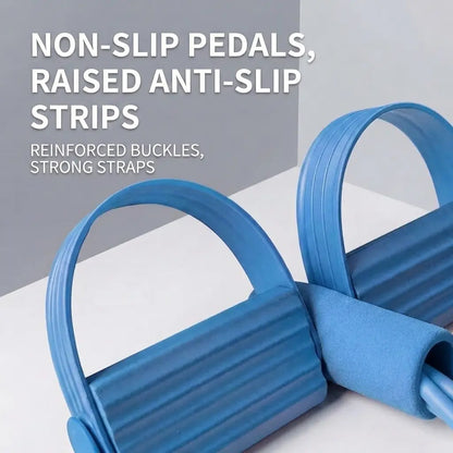 6-Tube Elastic Band Exerciser with Foot Pedals - Portable Home Gym Workout Equipment, Fitness Accessory for Home Resistance Training, 16.53X9.64"