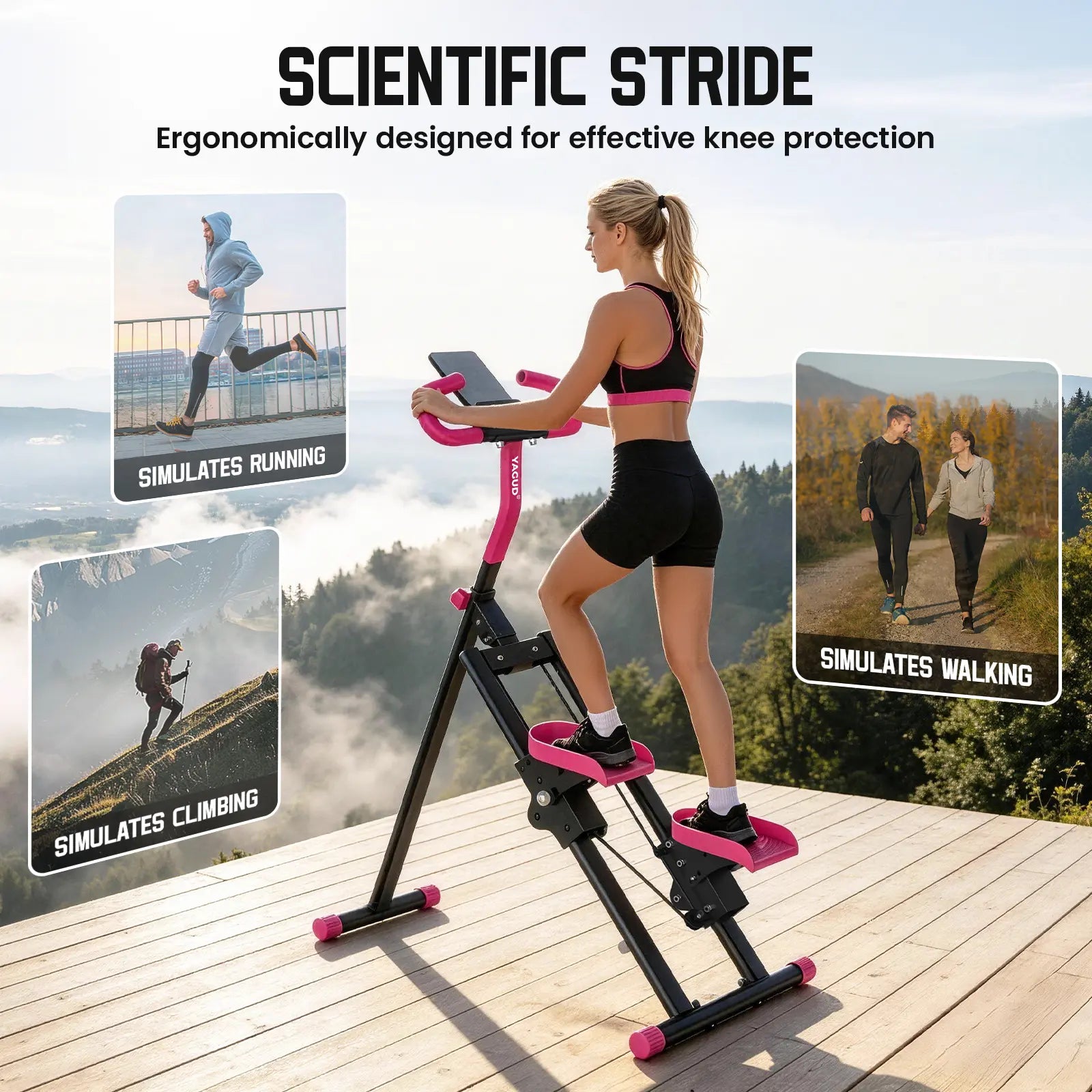 Yagud Fitness Stair Stepper W/ Handlebar, Extended Step Range Climber Machine for Legs & Core Workouts, Home Workout Equipment Backtoschool