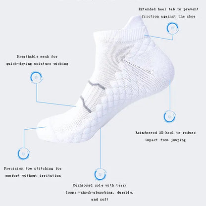 Namashape 24-Pair Pack Summer Low-Cut Basketball Socks (Unisex) – Breathable, Quick-Drying, Non-Slip, Shock-Absorbing; Features Anti-Chafe Heel Tab, Stay-Put Cuff, and Secure Heel Fit.