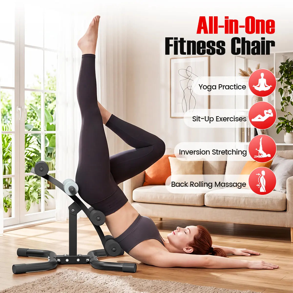 RELIFE Mini Inversion Table - Compact Steel Frame Fitness Equipment, Unisex Abdominal Workout Gear for Home Gym, Back & Glute Trainer with Foam Rollers, 330 LBS Capacity Workout & Exercise Equipment