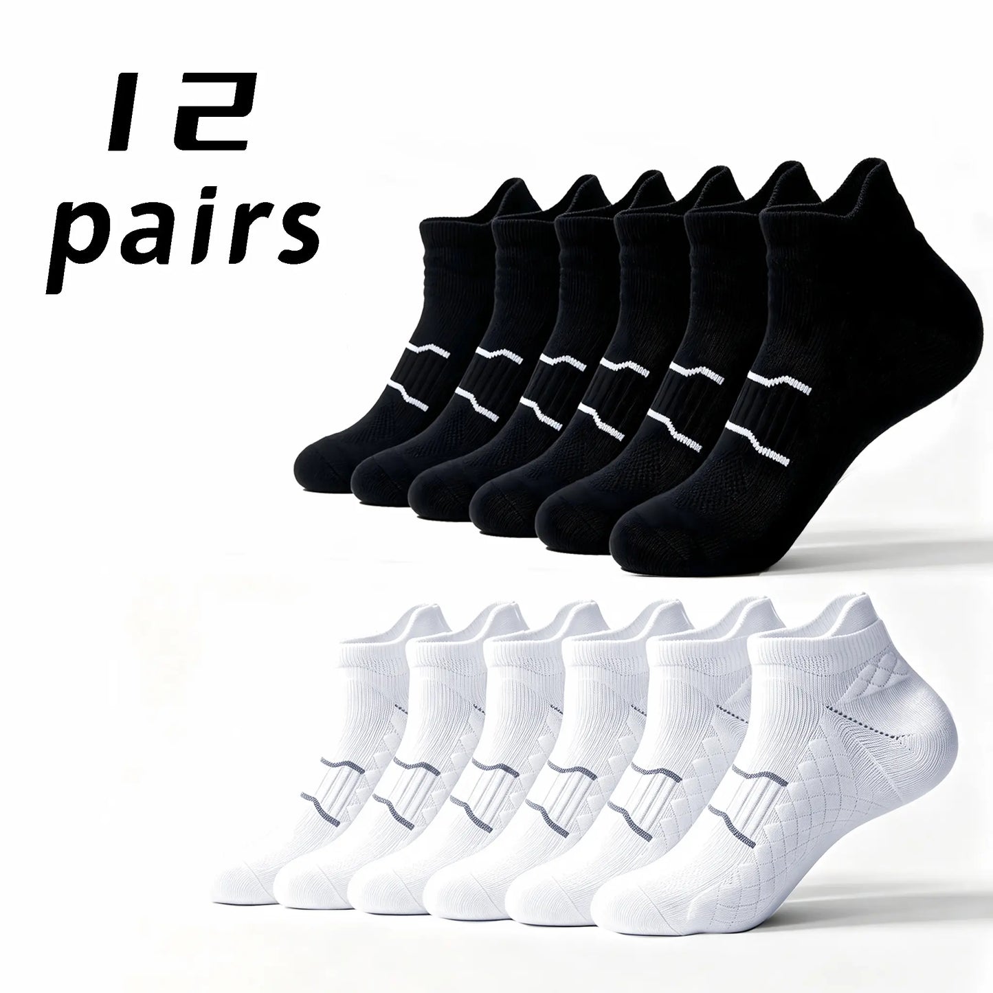 Namashape 24-Pair Pack Summer Low-Cut Basketball Socks (Unisex) – Breathable, Quick-Drying, Non-Slip, Shock-Absorbing; Features Anti-Chafe Heel Tab, Stay-Put Cuff, and Secure Heel Fit.