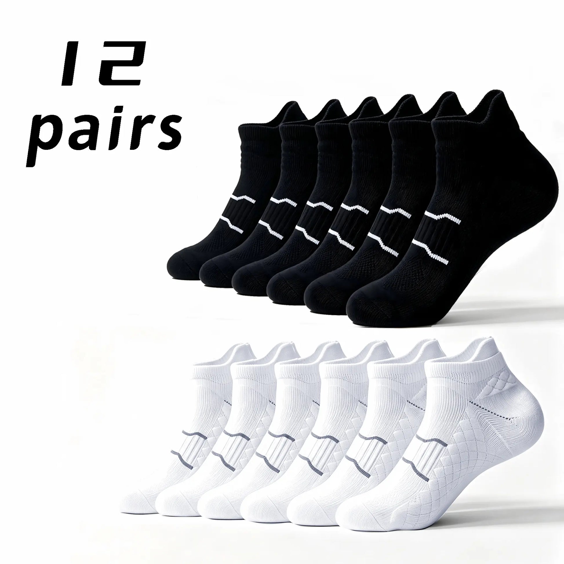 Namashape 24-Pair Pack Summer Low-Cut Basketball Socks (Unisex) – Breathable, Quick-Drying, Non-Slip, Shock-Absorbing; Features Anti-Chafe Heel Tab, Stay-Put Cuff, and Secure Heel Fit.
