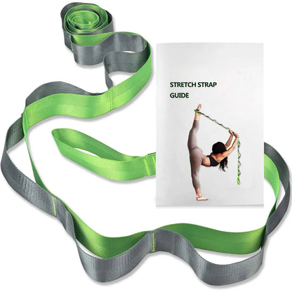 Yoga Straps Stretching Strap with 12 Loops Workout Poster, Straps for Stretching Physical Equipment Long Stretch Out Bands for Exercise, Pilates and Gymnastics for Women Men