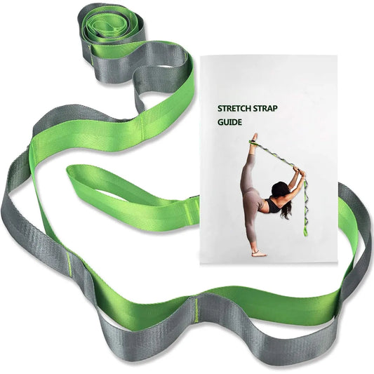 Yoga Straps Stretching Strap with 12 Loops Workout Poster, Straps for Stretching Physical Equipment Long Stretch Out Bands for Exercise, Pilates and Gymnastics for Women Men