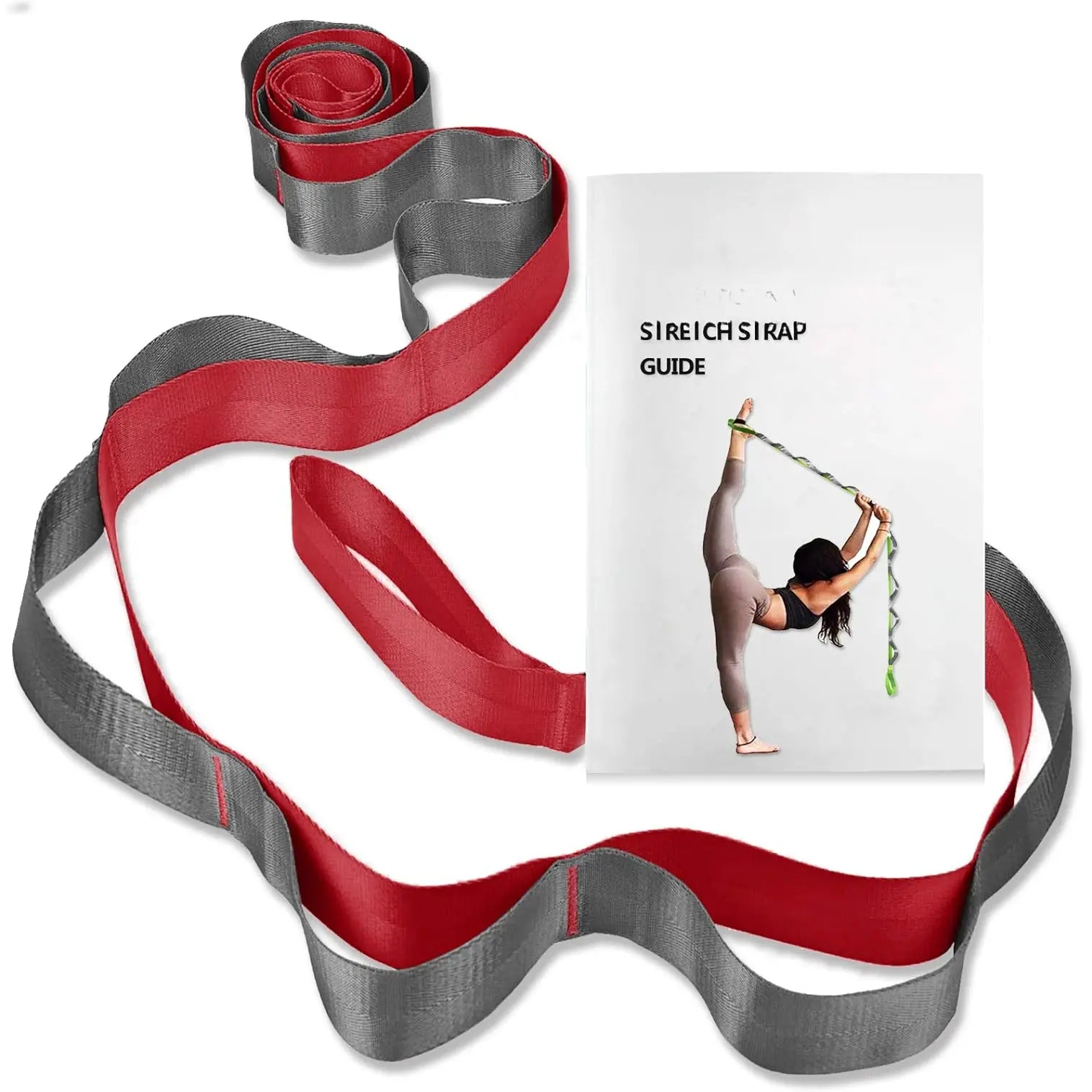 Yoga Straps Stretching Strap with 12 Loops Workout Poster, Straps for Stretching Physical Equipment Long Stretch Out Bands for Exercise, Pilates and Gymnastics for Women Men