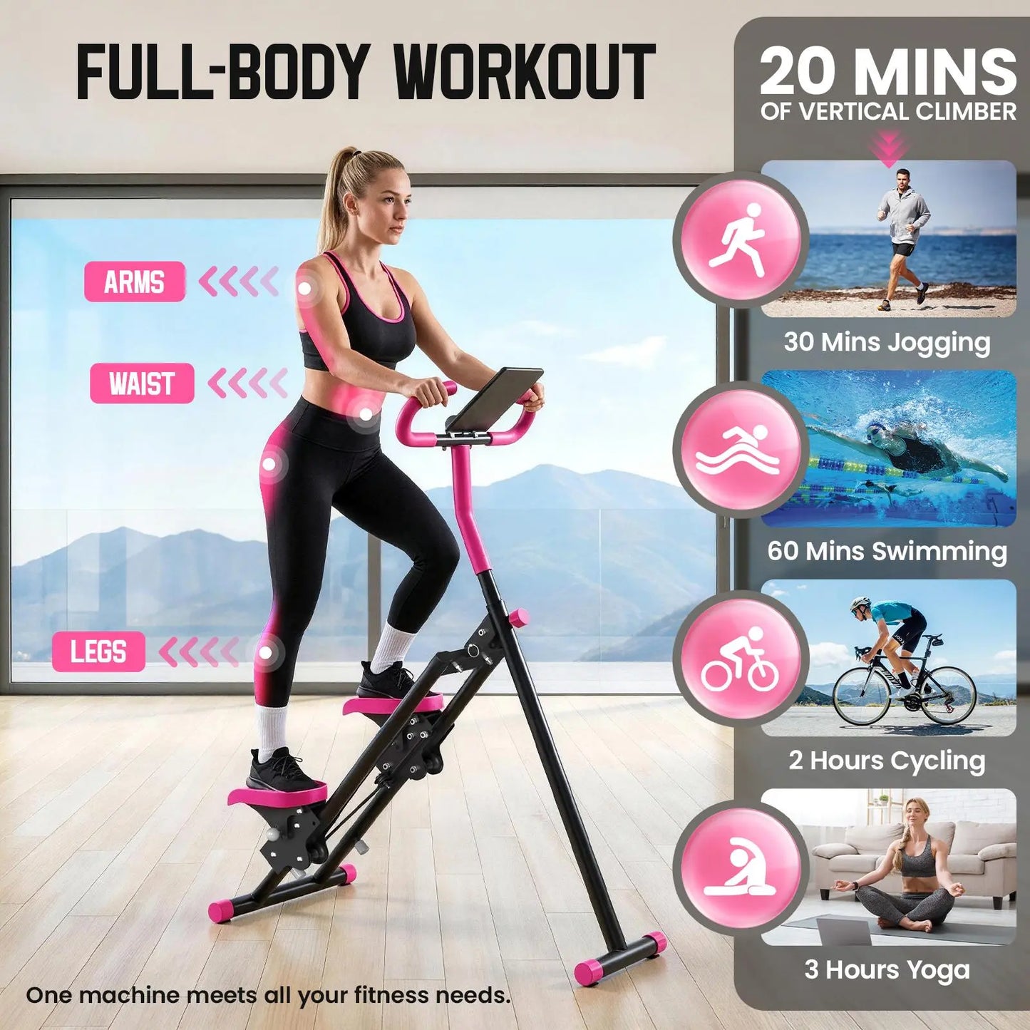Yagud Fitness Stair Stepper W/ Handlebar, Extended Step Range Climber Machine for Legs & Core Workouts, Home Workout Equipment Backtoschool