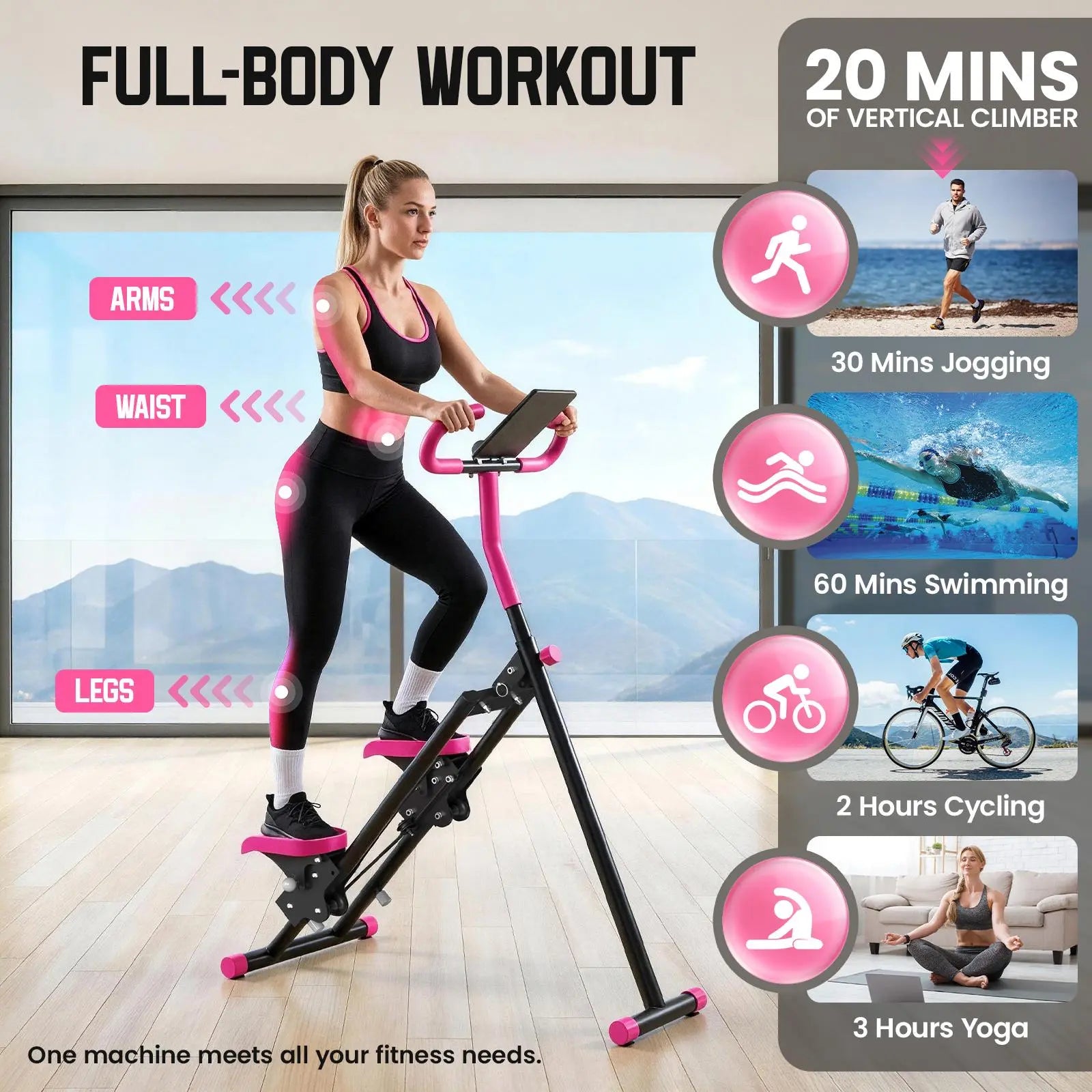 Yagud Fitness Stair Stepper W/ Handlebar, Extended Step Range Climber Machine for Legs & Core Workouts, Home Workout Equipment Backtoschool
