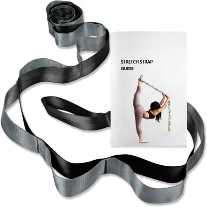 Yoga Straps Stretching Strap with 12 Loops Workout Poster, Straps for Stretching Physical Equipment Long Stretch Out Bands for Exercise, Pilates and Gymnastics for Women Men