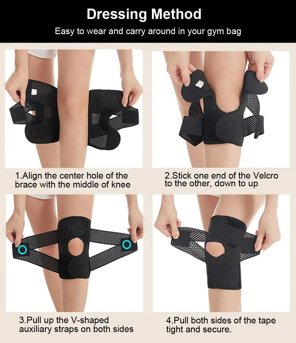 Open-Patella Knee Brace in a Breathable Polyester Blend with Dual Side Stabilizers and Mesh Ventilation for Injury Rehab and Multi-Sport Use, 2 Sponge Pads,Camping Essentials