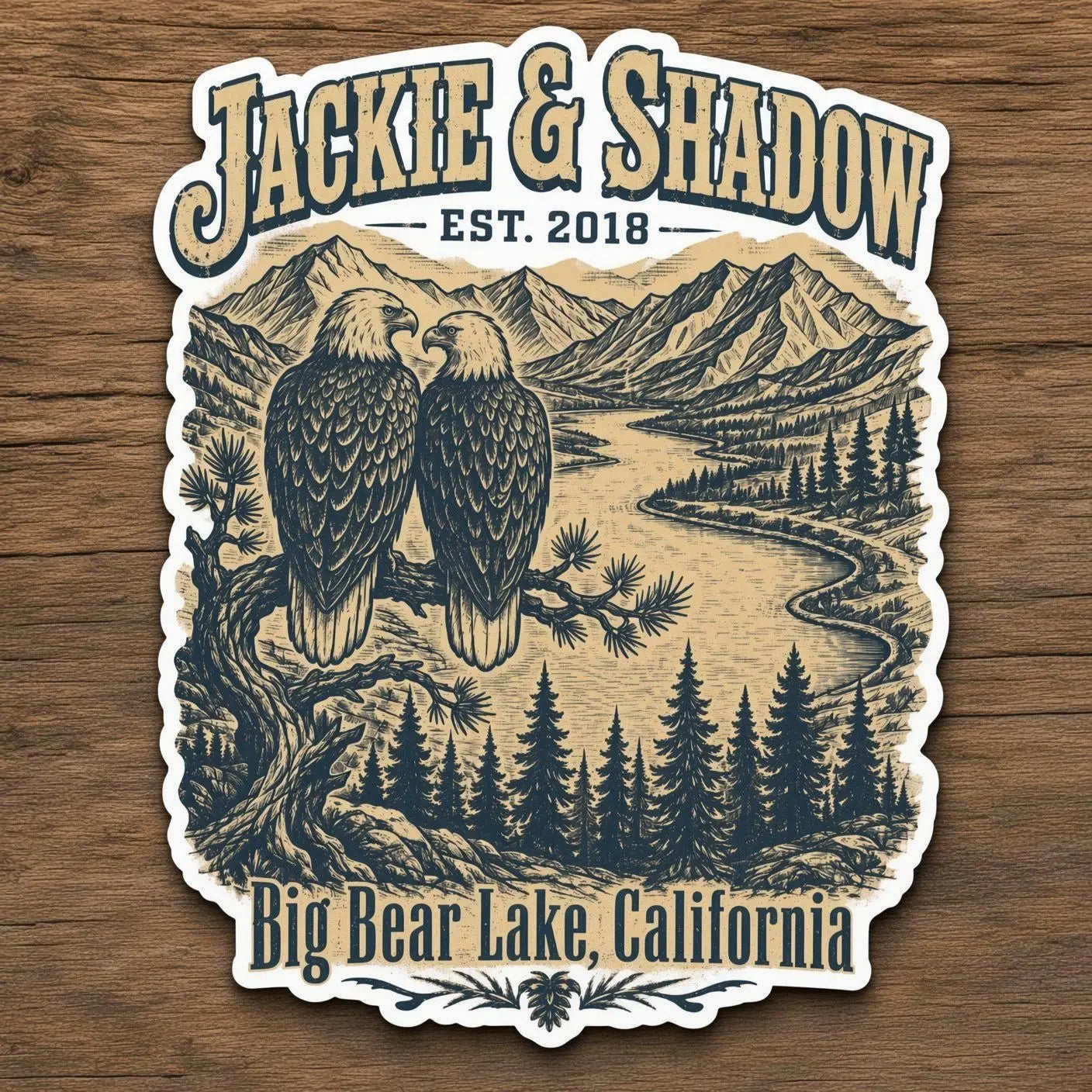 Jackie and Shadow Eagle Sticker, Big Bear Lake California Bald Eagle Sticker