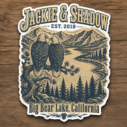 Jackie and Shadow Eagle Sticker, Big Bear Lake California Bald Eagle Sticker