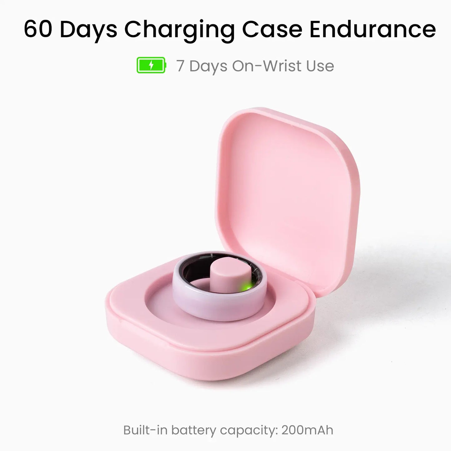 Pink Ceramic Smart Ring for Women – AI Health & Fitness Tracker, Sleep, Heart Rate, Blood Oxygen, Stress & Cycle Tracking, IP68 Waterproof, No Subscription, Ios & Android