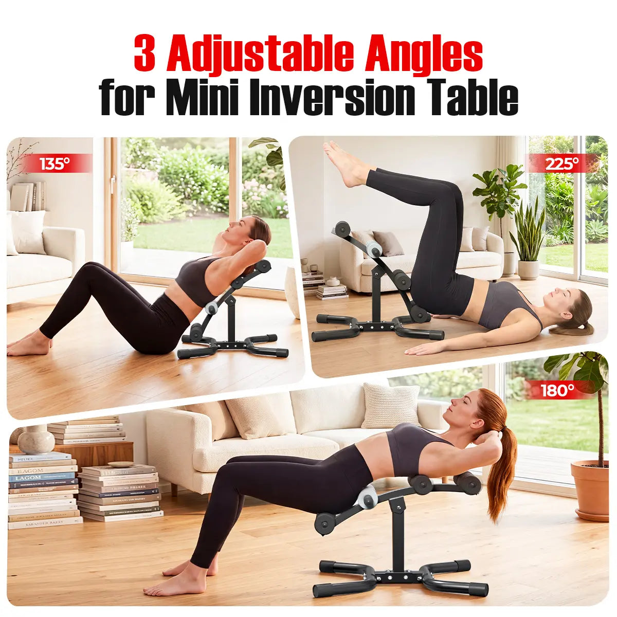 RELIFE Mini Inversion Table - Compact Steel Frame Fitness Equipment, Unisex Abdominal Workout Gear for Home Gym, Back & Glute Trainer with Foam Rollers, 330 LBS Capacity Workout & Exercise Equipment