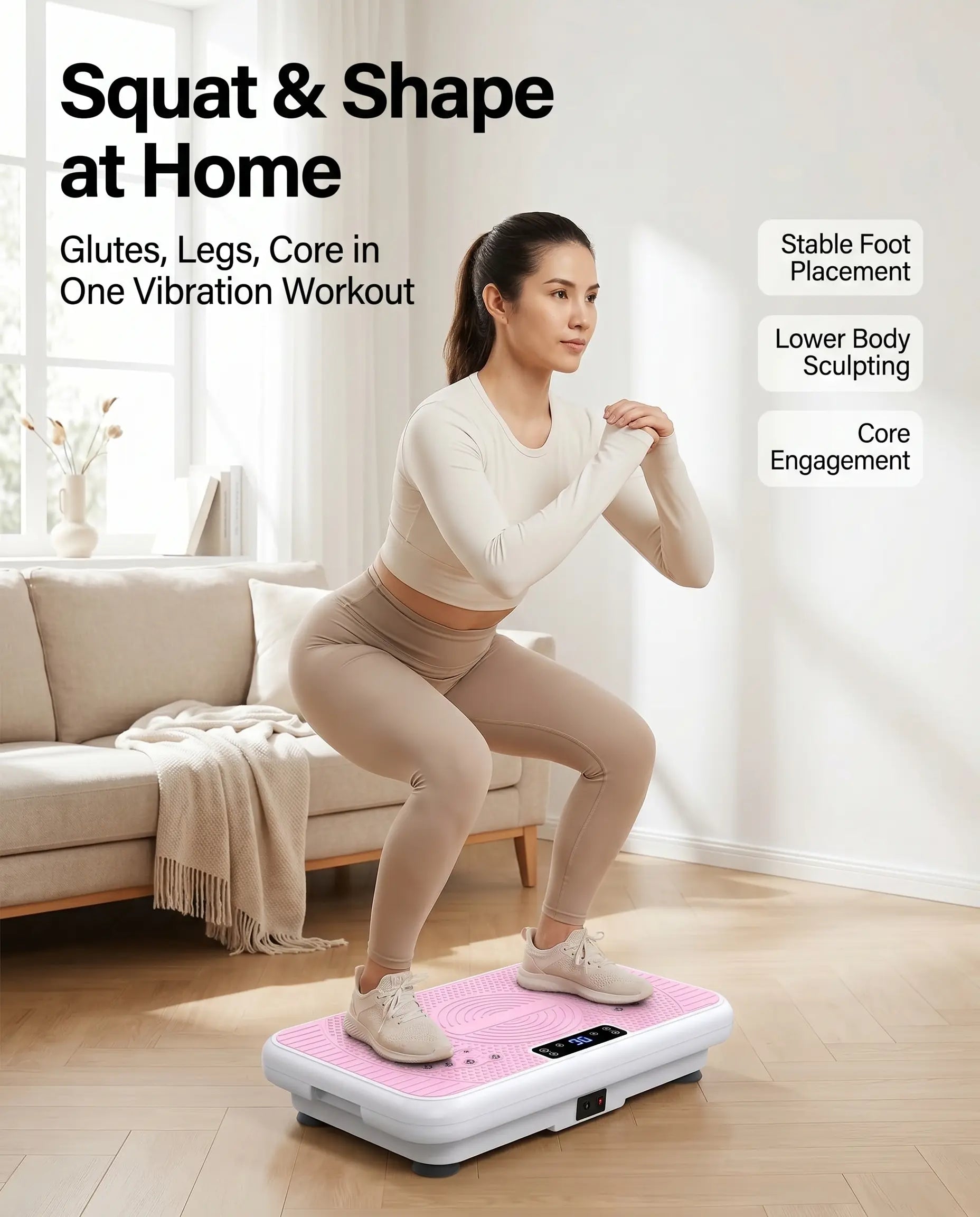 High-Power Vibration Plate Exercise Machine - Unisex Compact Adjustable Home Gym Fitness Equipment with Weight Capacity, 3 Workout Modes, Remote Control, Home Workout Gear, Multifunctional Fitness Tool Fit Max Indoor Waist Twist and Core Ab