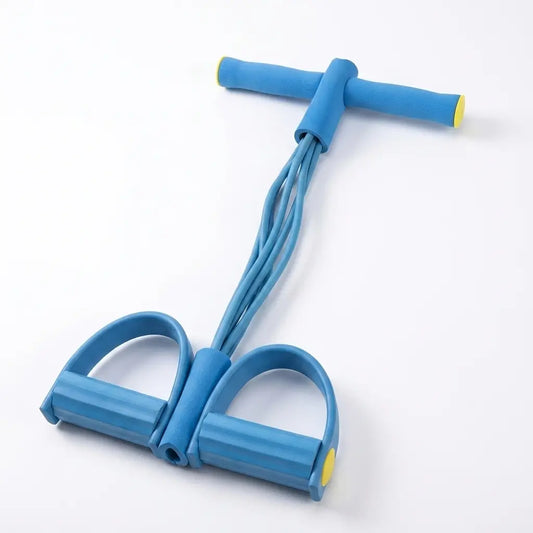6-Tube Elastic Band Exerciser with Foot Pedals - Portable Home Gym Workout Equipment, Fitness Accessory for Home Resistance Training, 16.53X9.64"